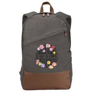 Womens Spring No Rain No Flowers Cotton Canvas Backpack