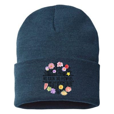 Womens Spring No Rain No Flowers Sustainable Knit Beanie