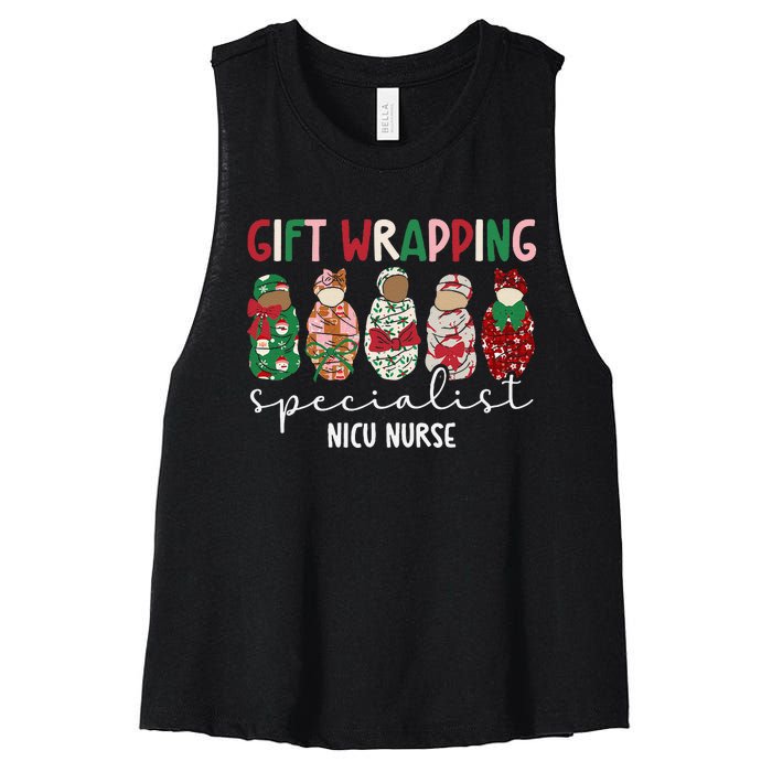 Wrapping Specialist Nicu Nurse Christmas Nicu Nursing Xmas Women's Racerback Cropped Tank