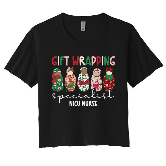 Wrapping Specialist Nicu Nurse Christmas Nicu Nursing Xmas Women's Crop Top Tee