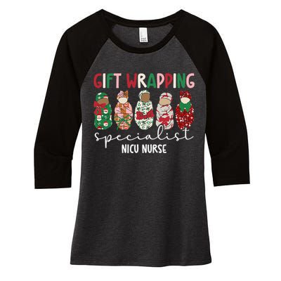 Wrapping Specialist Nicu Nurse Christmas Nicu Nursing Xmas Women's Tri-Blend 3/4-Sleeve Raglan Shirt