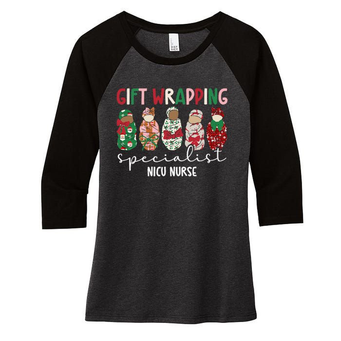 Wrapping Specialist Nicu Nurse Christmas Nicu Nursing Xmas Women's Tri-Blend 3/4-Sleeve Raglan Shirt