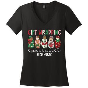 Wrapping Specialist Nicu Nurse Christmas Nicu Nursing Xmas Women's V-Neck T-Shirt