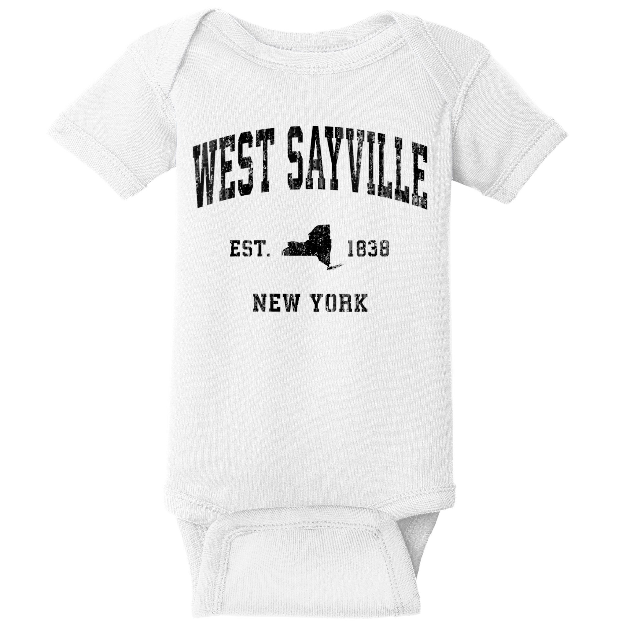 West Sayville New York Ny Vintage Athletic Black Sports Baby Bodysuit