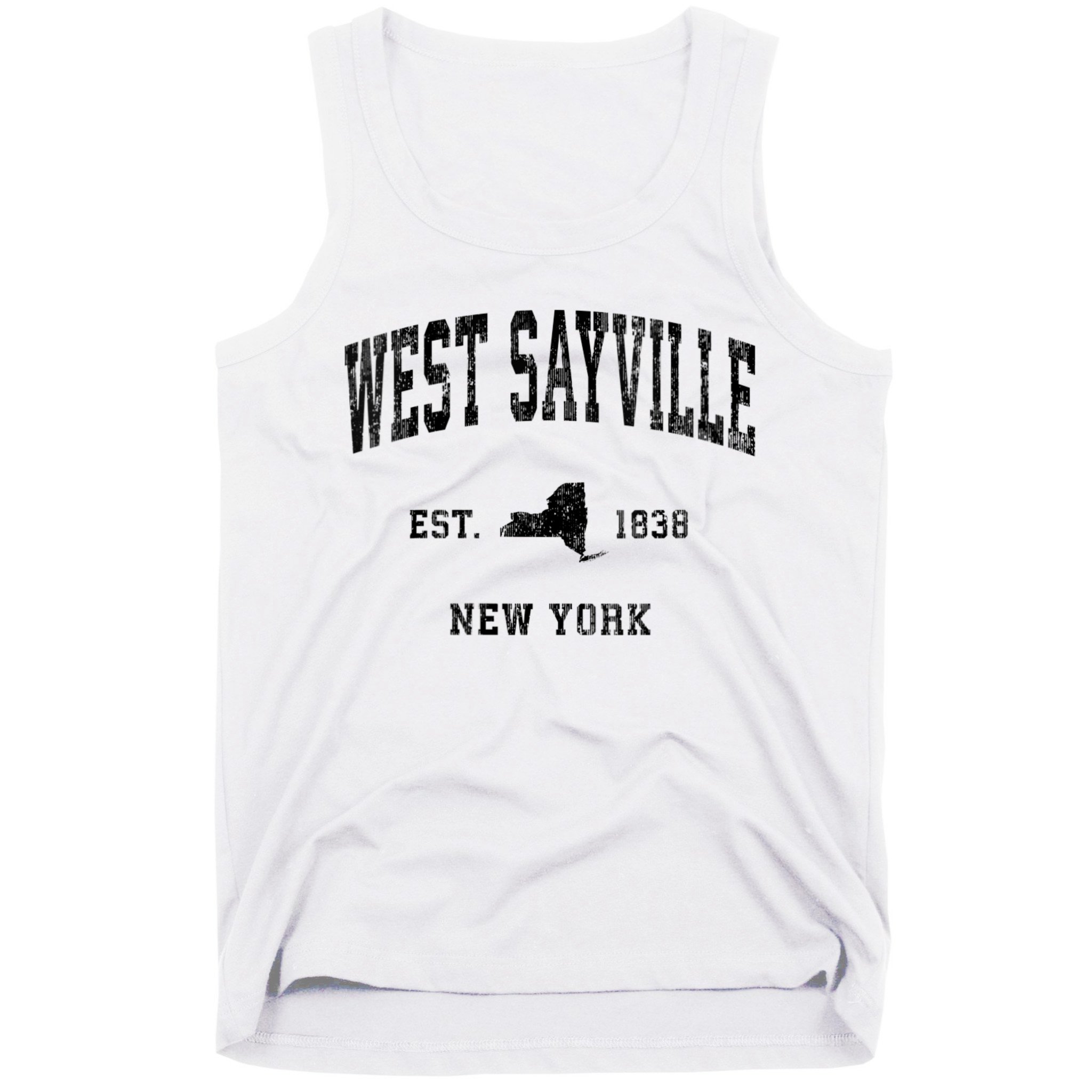 West Sayville New York Ny Vintage Athletic Black Sports Tank Top