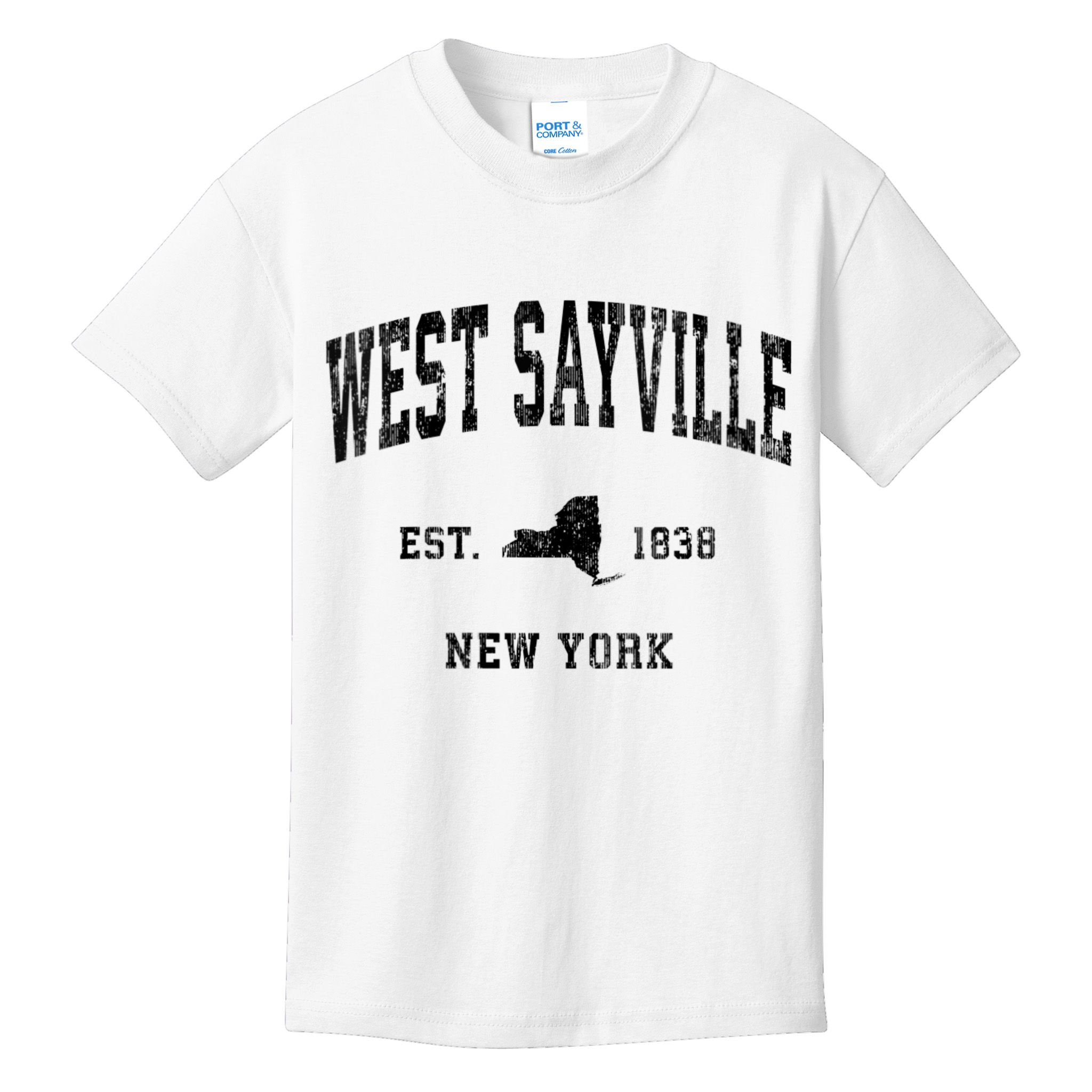 West Sayville New York Ny Vintage Athletic Black Sports Kids T-Shirt