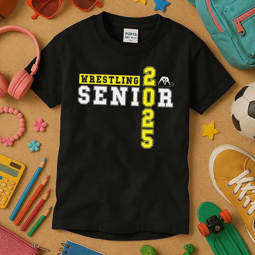 Wrestling Senior Night Wrestling Senior 2025 Graduation 22 Kids T-Shirt