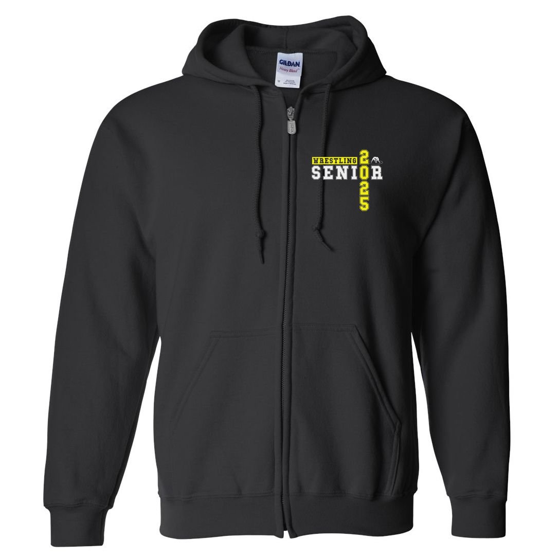 Wrestling Senior Night Wrestling Senior 2025 Graduation 22 Full Zip Hoodie