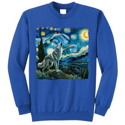 Wolf Starry Night Howling Moon Funny Gifts Van Gogh Sweatshirt