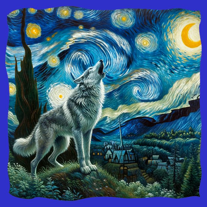 Wolf Starry Night Howling Moon Funny Gifts Van Gogh Bag