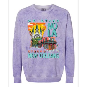 We Stand Nola Strong New Orleans Traveling Lovers Apparel Colorblast Crewneck Sweatshirt