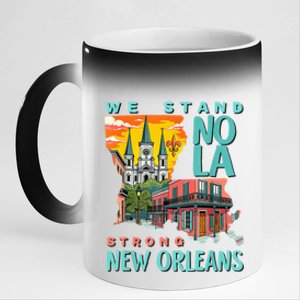 We Stand Nola Strong New Orleans Traveling Lovers Apparel 11oz Black Color Changing Mug