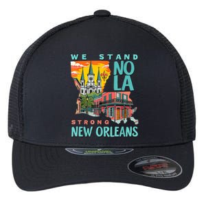 We Stand Nola Strong New Orleans Traveling Lovers Apparel Flexfit Unipanel Trucker Cap