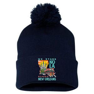 We Stand Nola Strong New Orleans Traveling Lovers Apparel Pom Pom 12in Knit Beanie