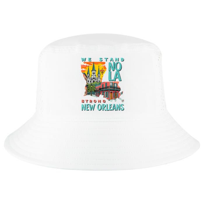 We Stand Nola Strong New Orleans Traveling Lovers Apparel Cool Comfort Performance Bucket Hat