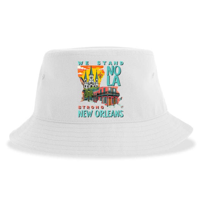 We Stand Nola Strong New Orleans Traveling Lovers Apparel Sustainable Bucket Hat