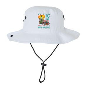 We Stand Nola Strong New Orleans Traveling Lovers Apparel Legacy Cool Fit Booney Bucket Hat