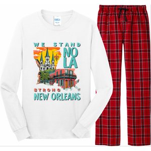 We Stand Nola Strong New Orleans Traveling Lovers Apparel Long Sleeve Pajama Set