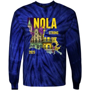 We Stand Nola Strong New Orleans Traveling Lovers Costume Tie-Dye Long Sleeve Shirt