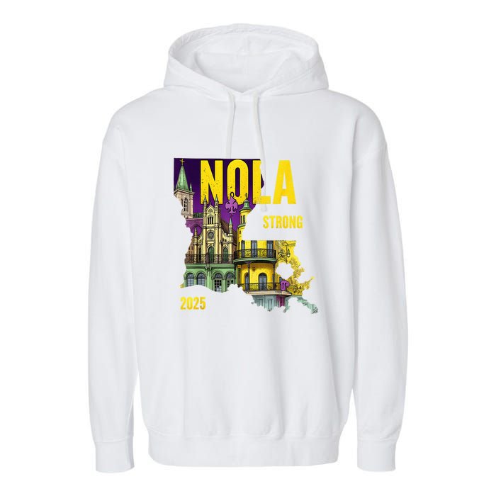 We Stand Nola Strong New Orleans Traveling Lovers Costume Garment-Dyed Fleece Hoodie