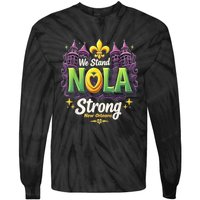 We Stand Nola Strong New Orleans Traveling Lovers Costume Tie-Dye Long Sleeve Shirt