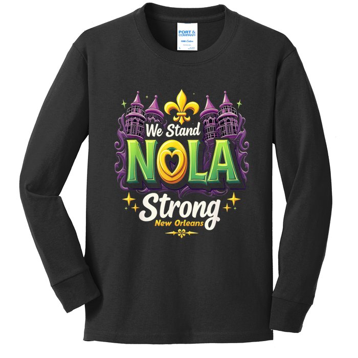 We Stand Nola Strong New Orleans Traveling Lovers Costume Kids Long Sleeve Shirt