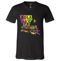 We Stand Nola Strong New Orleans Traveling Lovers Design V-Neck T-Shirt