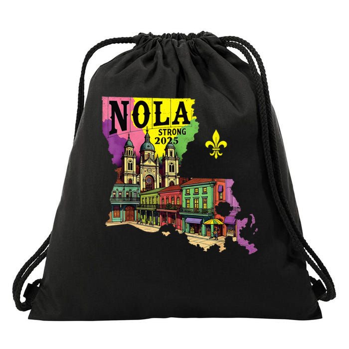 We Stand Nola Strong New Orleans Traveling Lovers Design Drawstring Bag