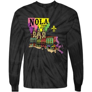 We Stand Nola Strong New Orleans Traveling Lovers Design Tie-Dye Long Sleeve Shirt