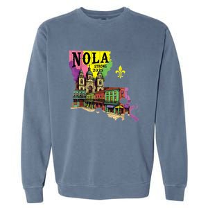 We Stand Nola Strong New Orleans Traveling Lovers Design Garment-Dyed Sweatshirt