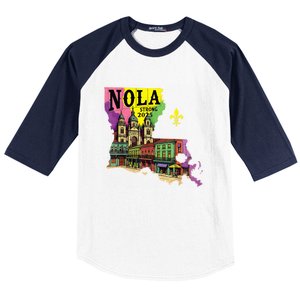 We Stand Nola Strong New Orleans Traveling Lovers Design Baseball Sleeve Shirt