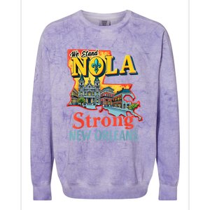 We Stand Nola Strong New Orleans Traveling Lovers Graphic Colorblast Crewneck Sweatshirt