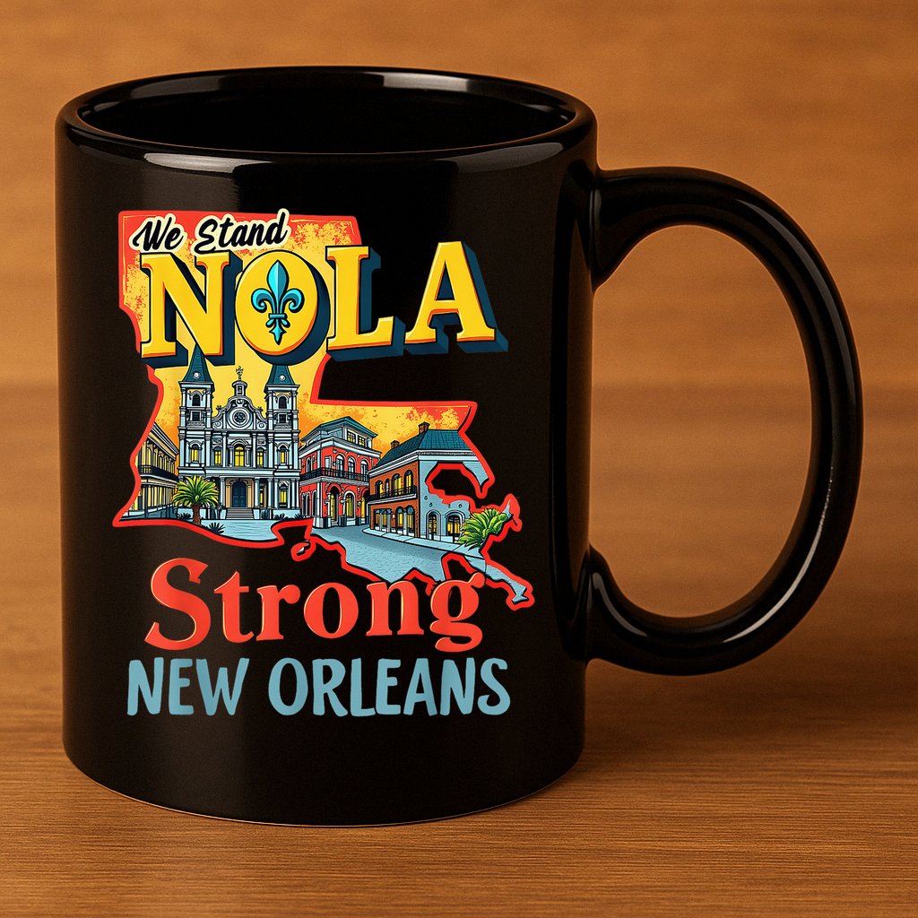 We Stand Nola Strong New Orleans Traveling Lovers Graphic 11oz C Handle Ceramic Mug