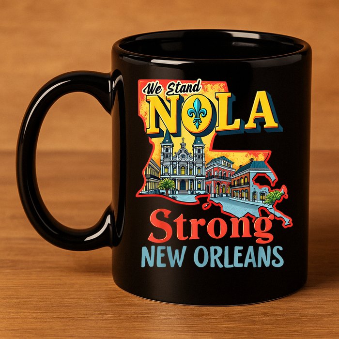 We Stand Nola Strong New Orleans Traveling Lovers Graphic 11oz C Handle Ceramic Mug