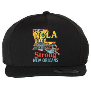 We Stand Nola Strong New Orleans Traveling Lovers Graphic Wool Snapback Cap