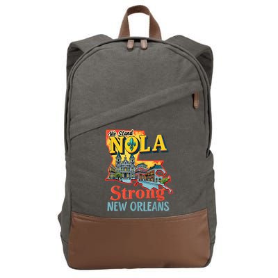 We Stand Nola Strong New Orleans Traveling Lovers Graphic Cotton Canvas Backpack