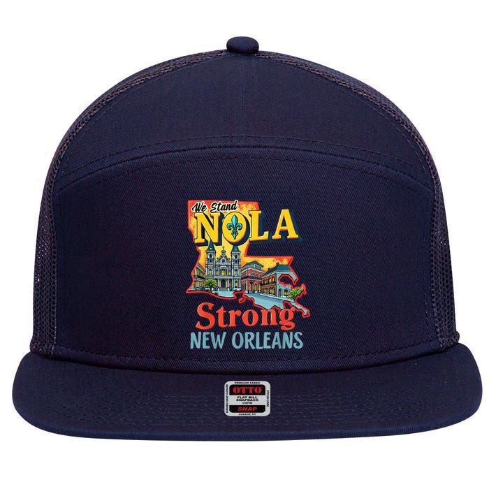 We Stand Nola Strong New Orleans Traveling Lovers Graphic 7 Panel Mesh Trucker Snapback Hat