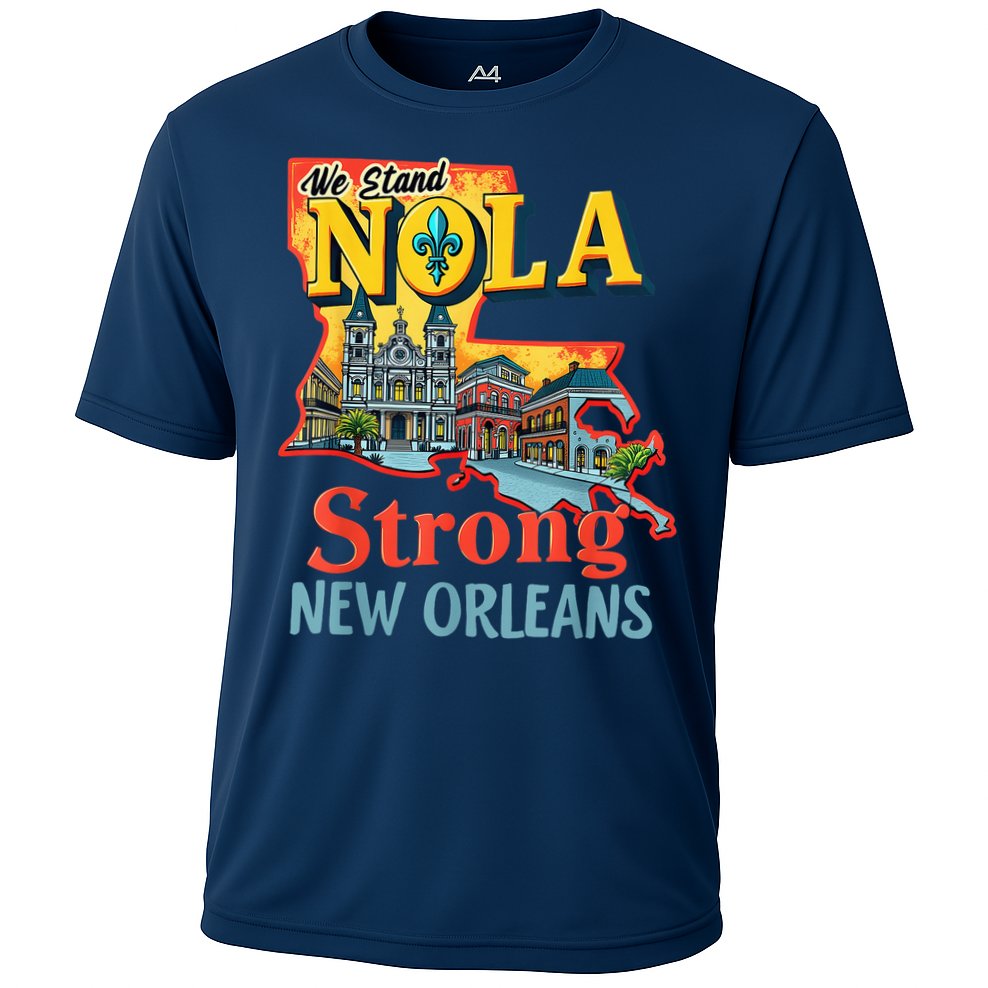We Stand Nola Strong New Orleans Traveling Lovers Graphic Performance Shirt