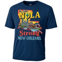 We Stand Nola Strong New Orleans Traveling Lovers Graphic Cooling Performance Crew T-Shirt