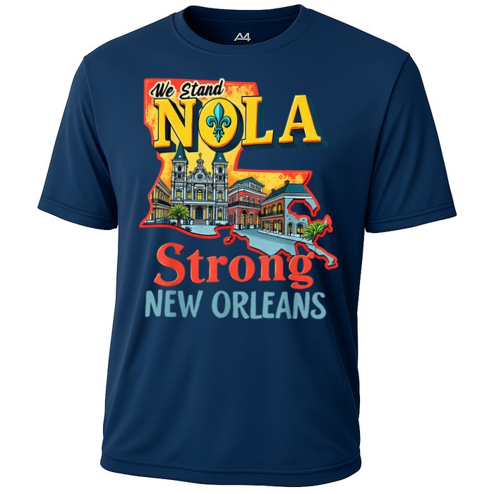 We Stand Nola Strong New Orleans Traveling Lovers Graphic Cooling Performance Crew T-Shirt