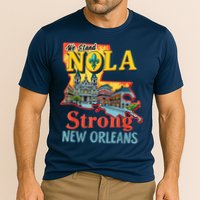 We Stand Nola Strong New Orleans Traveling Lovers Graphic Cooling Performance Crew T-Shirt