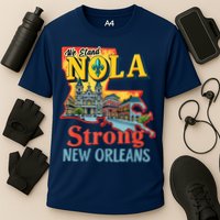 We Stand Nola Strong New Orleans Traveling Lovers Graphic Cooling Performance Crew T-Shirt