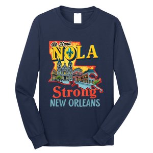 We Stand Nola Strong New Orleans Traveling Lovers Graphic Long Sleeve Shirt