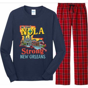 We Stand Nola Strong New Orleans Traveling Lovers Graphic Long Sleeve Pajama Set