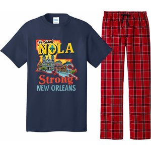 We Stand Nola Strong New Orleans Traveling Lovers Graphic Pajama Set