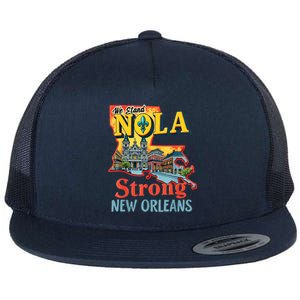 We Stand Nola Strong New Orleans Traveling Lovers Graphic Flat Bill Trucker Hat