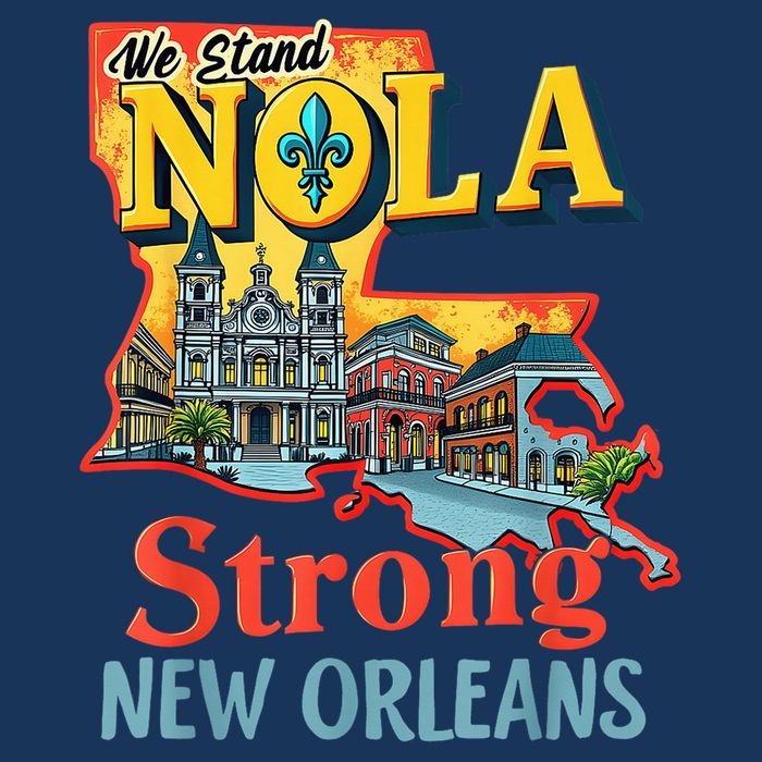 We Stand Nola Strong New Orleans Traveling Lovers Graphic Flat Bill Trucker Hat