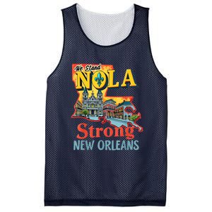 We Stand Nola Strong New Orleans Traveling Lovers Graphic Mesh Reversible Basketball Jersey Tank