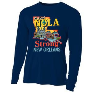 We Stand Nola Strong New Orleans Traveling Lovers Graphic Cooling Performance Long Sleeve Crew