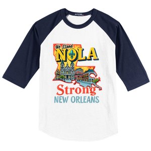 We Stand Nola Strong New Orleans Traveling Lovers Graphic Baseball Sleeve Shirt